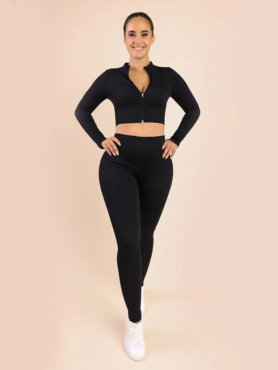 Wholesale Women's Sports Wear Elastic Ribbed Tops
