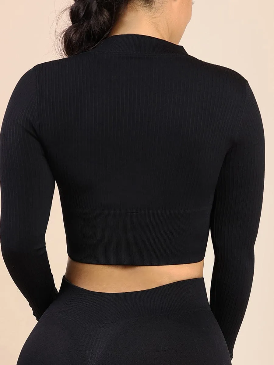 Wholesale Women's Sports Wear Elastic Ribbed Tops