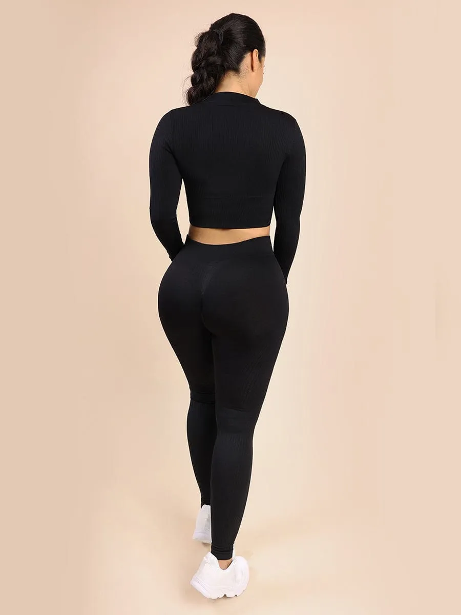 Wholesale Women's Sports Wear Elastic Ribbed Tops