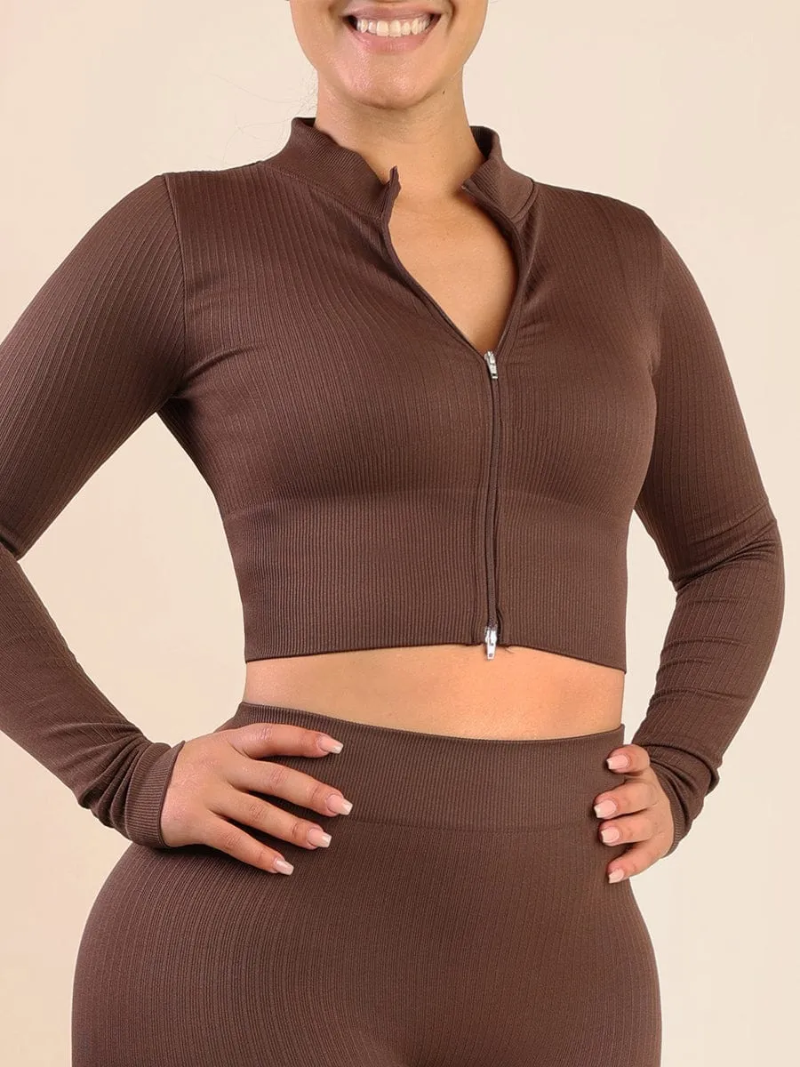 Wholesale Women's Sports Wear Elastic Ribbed Tops