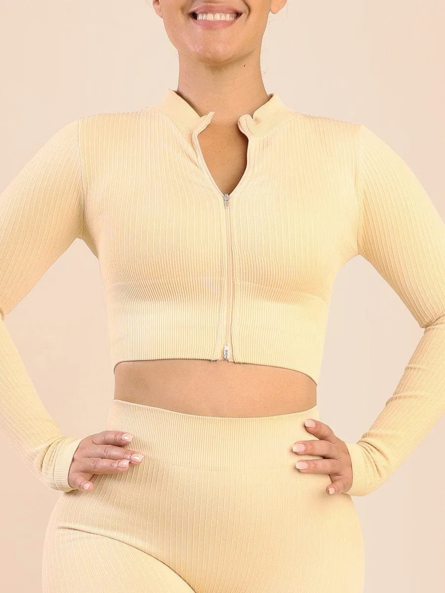 Wholesale Women's Sports Wear Elastic Ribbed Tops