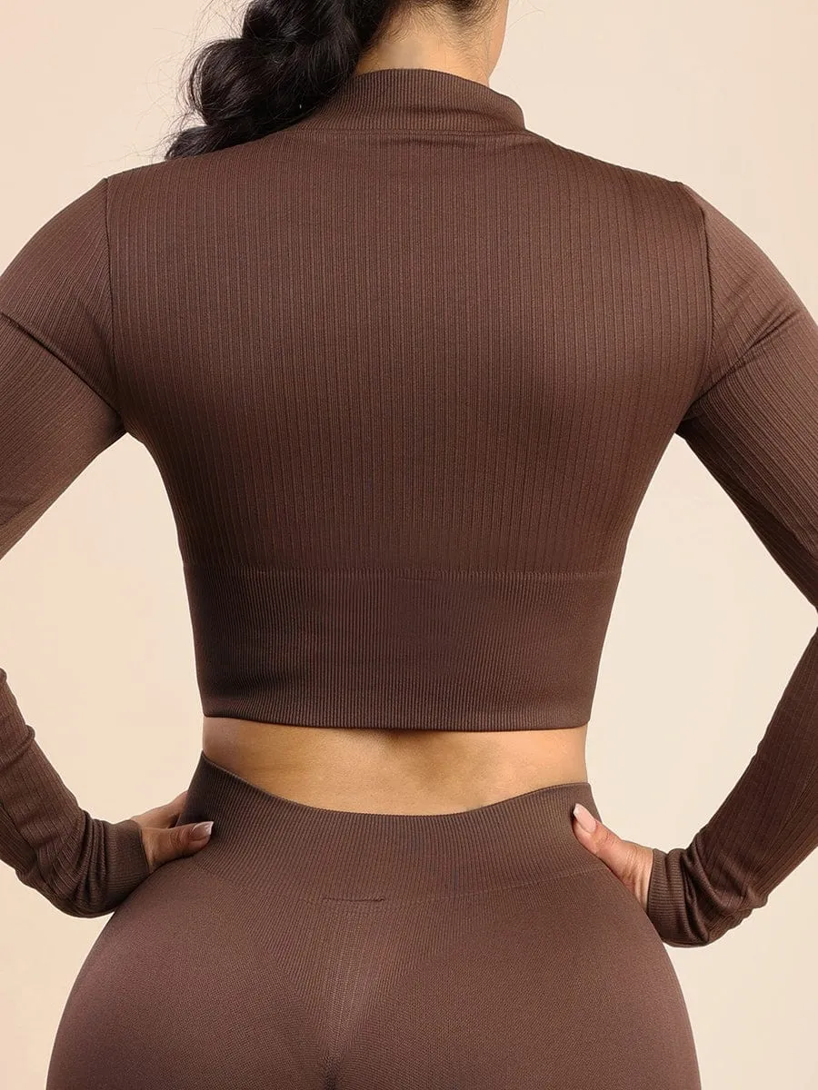 Wholesale Women's Sports Wear Elastic Ribbed Tops