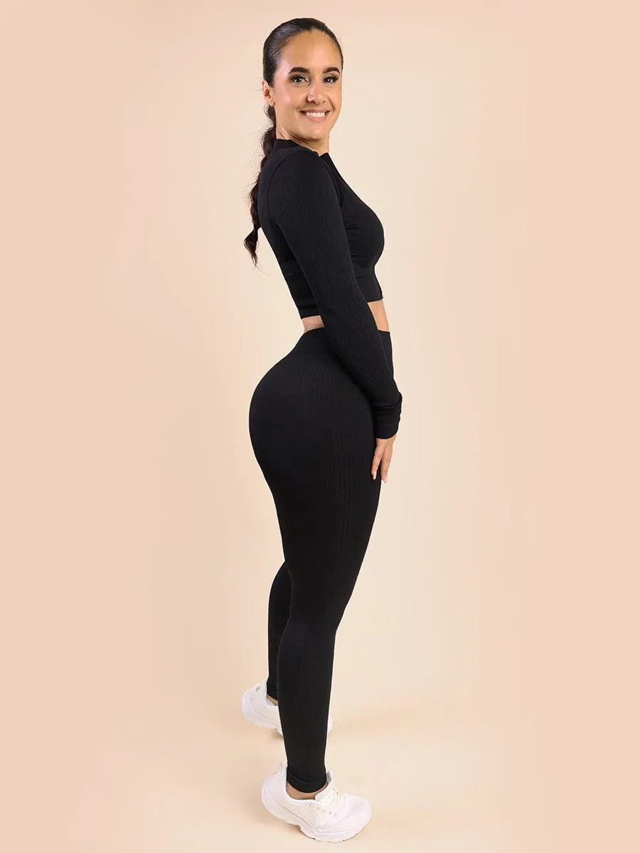 Wholesale Women's Sports Wear Elastic Ribbed Tops