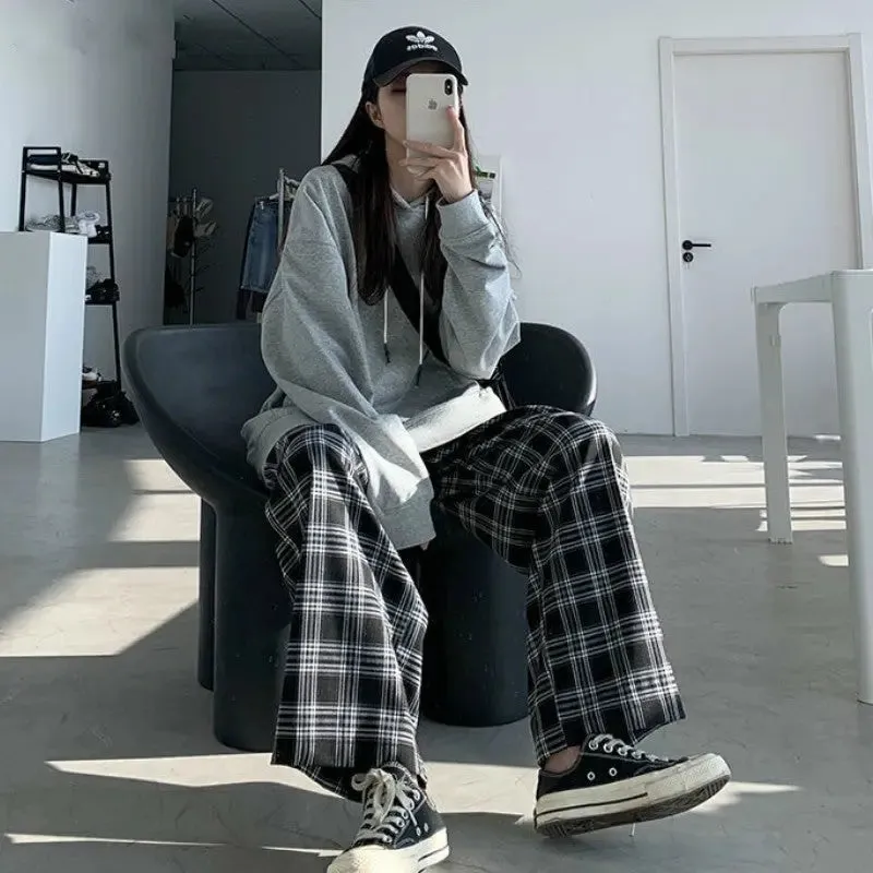 Wide Leg Pants Womens Summer Fall Chic High Waist All-match Teens Streetwear