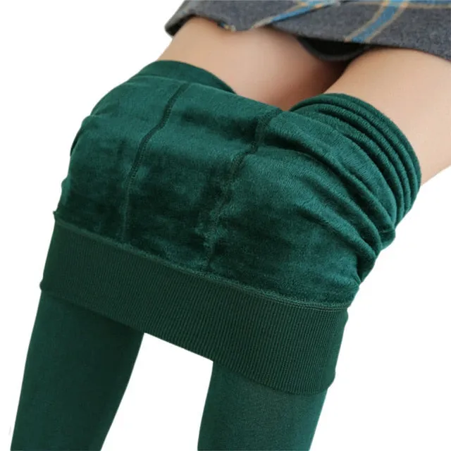 Winter Leggings For Women Warm Leggins Solid Color Velvet Leggins