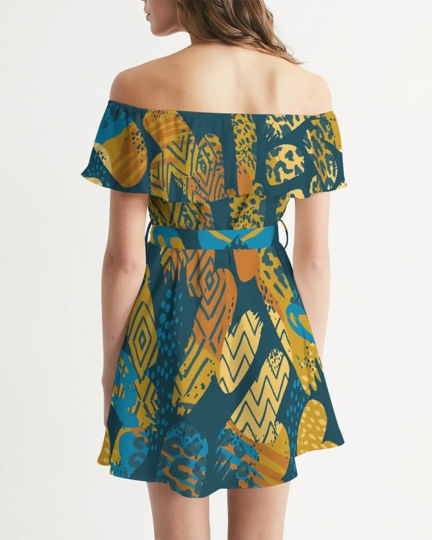 Womens Dresses, Blue Autumn Style Off-Shoulder Dress