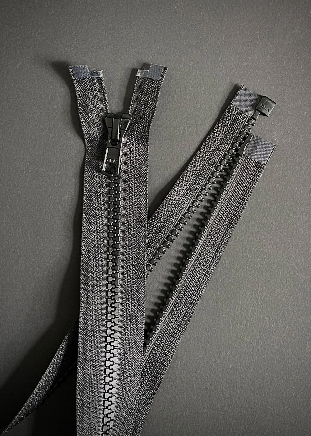 YKK, Open Ended Zip.  Vislon 5. Black